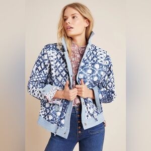 NWT Denim-Trimmed Reversible Patchwork Jacket